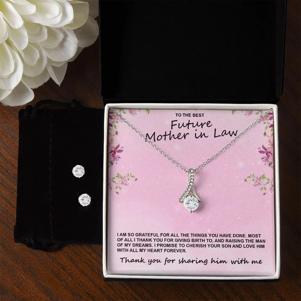Gifts for Mom Mother of the Groom Gift Necklace & Earrings Set From Bride to Mother of the Groom