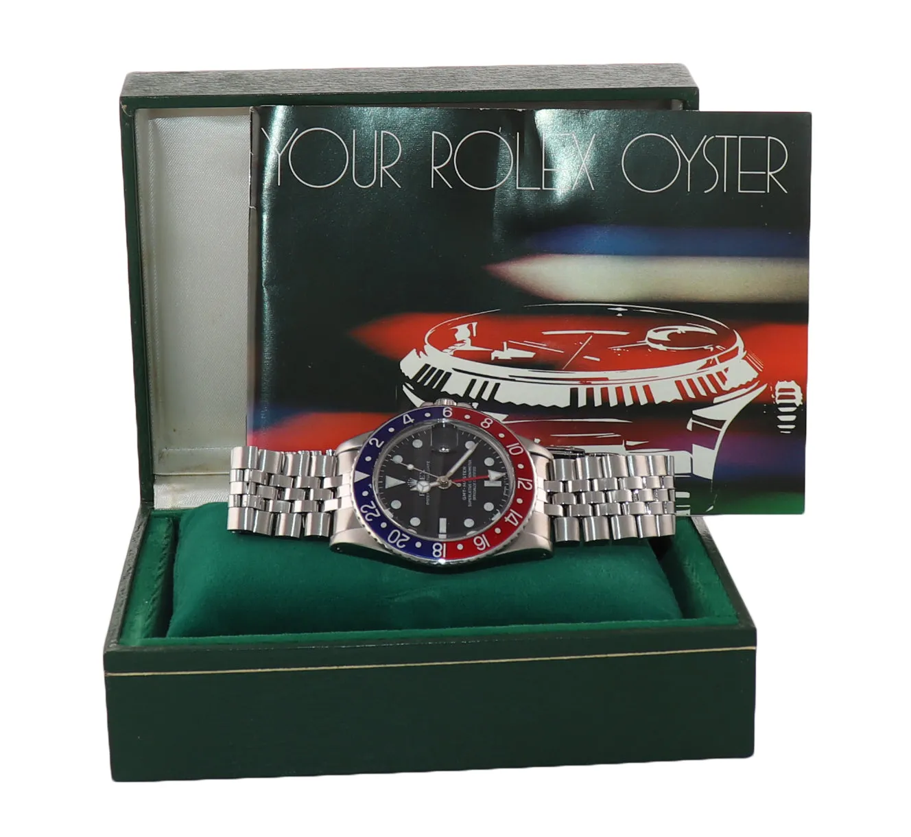 Gilt Era Rolex GMT-Master Pepsi Blue Red Jubilee Matte Dial 1675 Steel Watch
