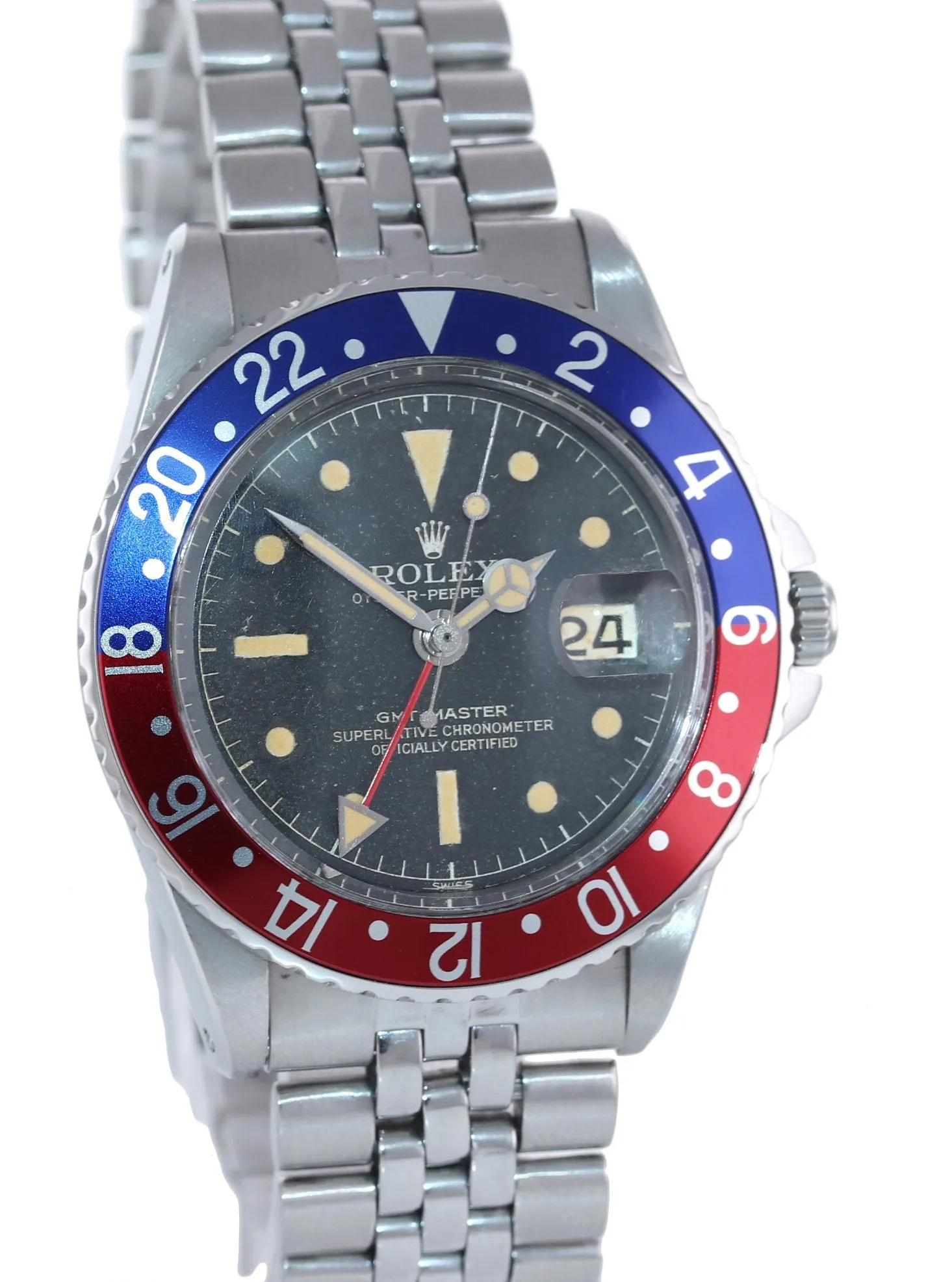 Gilt Era Rolex GMT-Master Pepsi Blue Red Jubilee Matte Dial 1675 Steel Watch