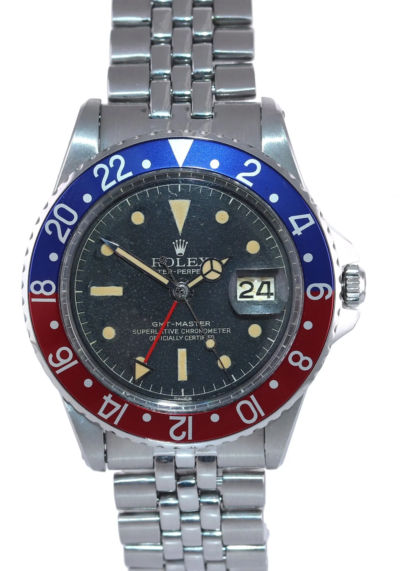 Gilt Era Rolex GMT-Master Pepsi Blue Red Jubilee Matte Dial 1675 Steel Watch