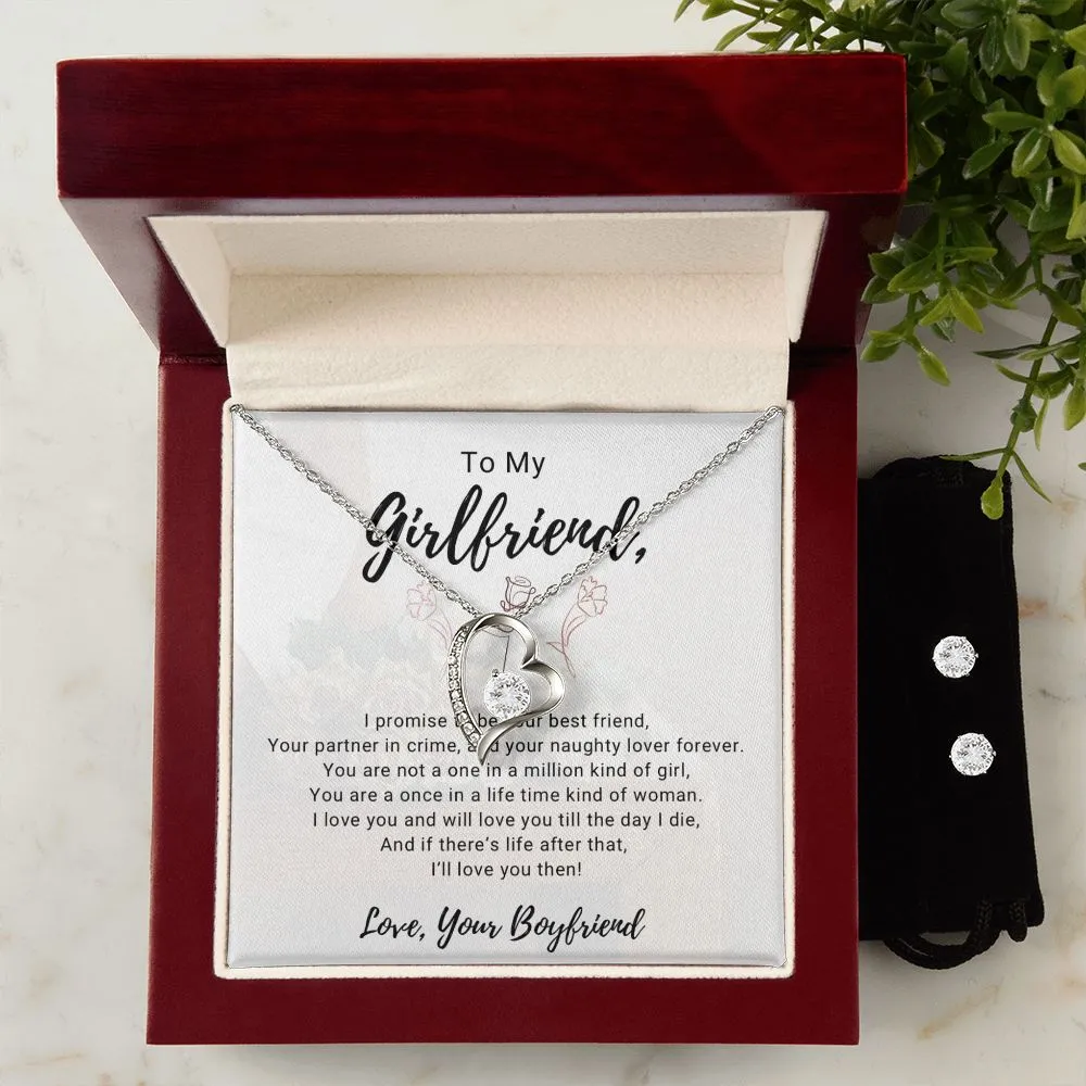 Girlfriend Jewelry Set, Heart Necklace and Earring Set