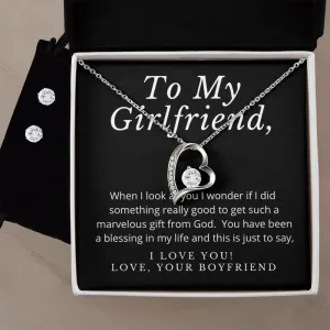 Girlfriend Jewelry Set, Heart Necklace and Earring Set