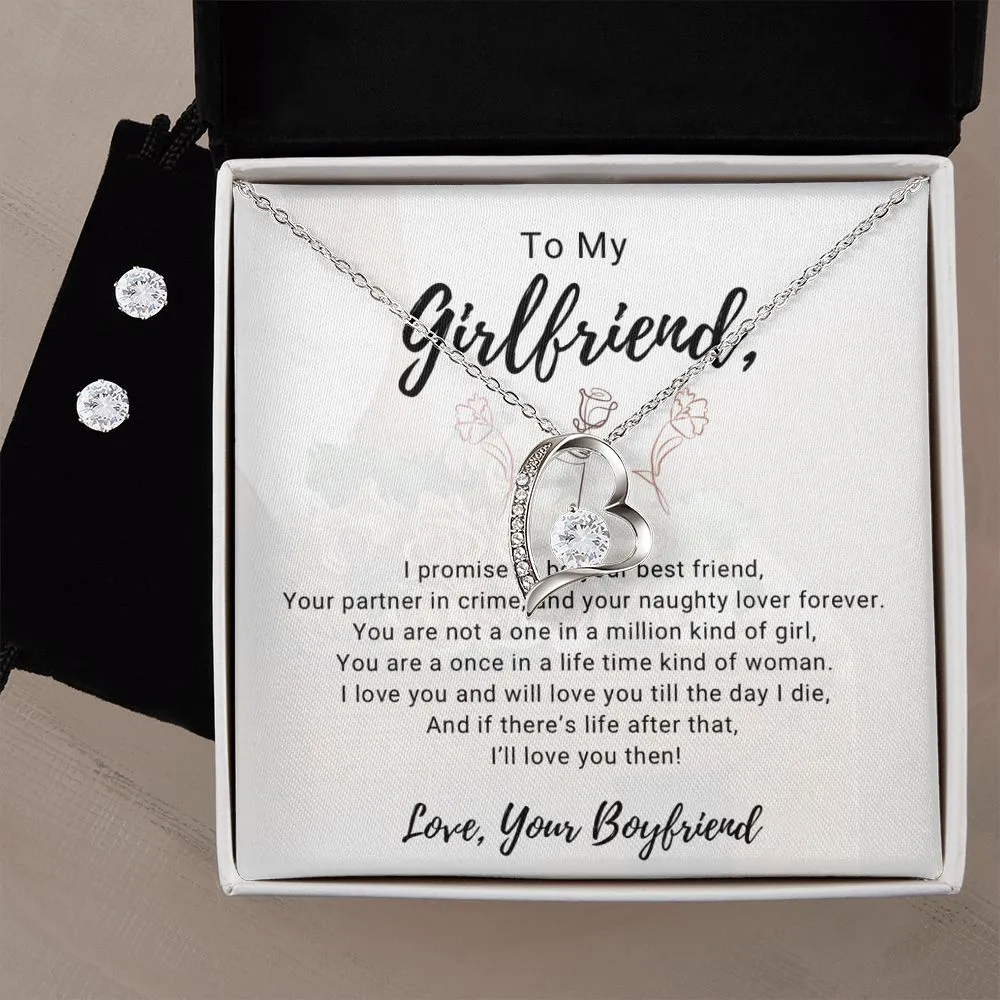 Girlfriend Jewelry Set, Heart Necklace and Earring Set