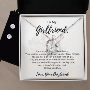 Girlfriend Jewelry Set, Heart Necklace and Earring Set