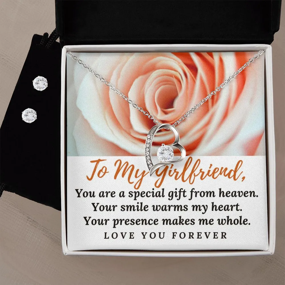 Girlfriend Jewelry Set, Heart Necklace and Earring Set