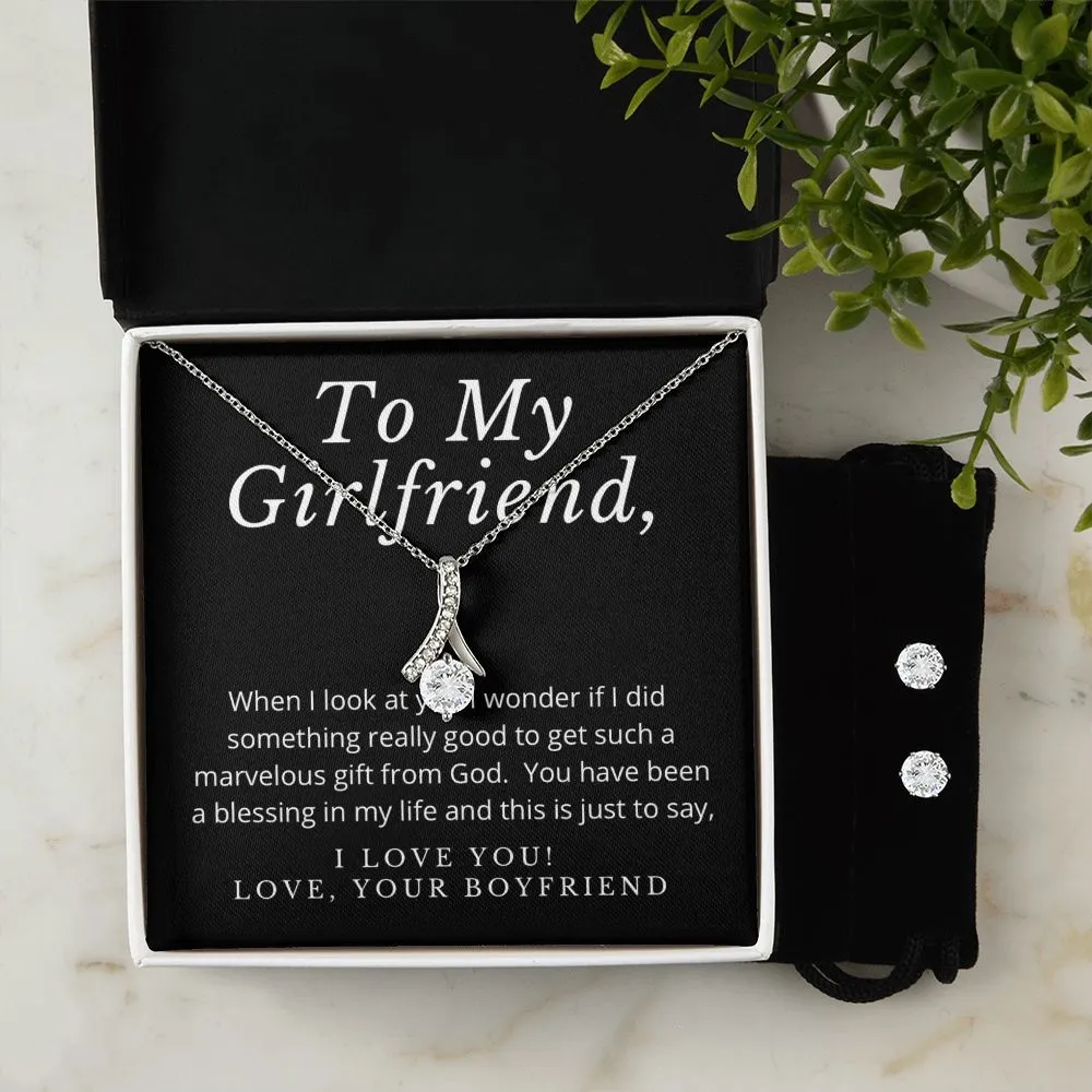 Girlfriend Jewelry Set, Necklace and Earring Set for Girlfriend