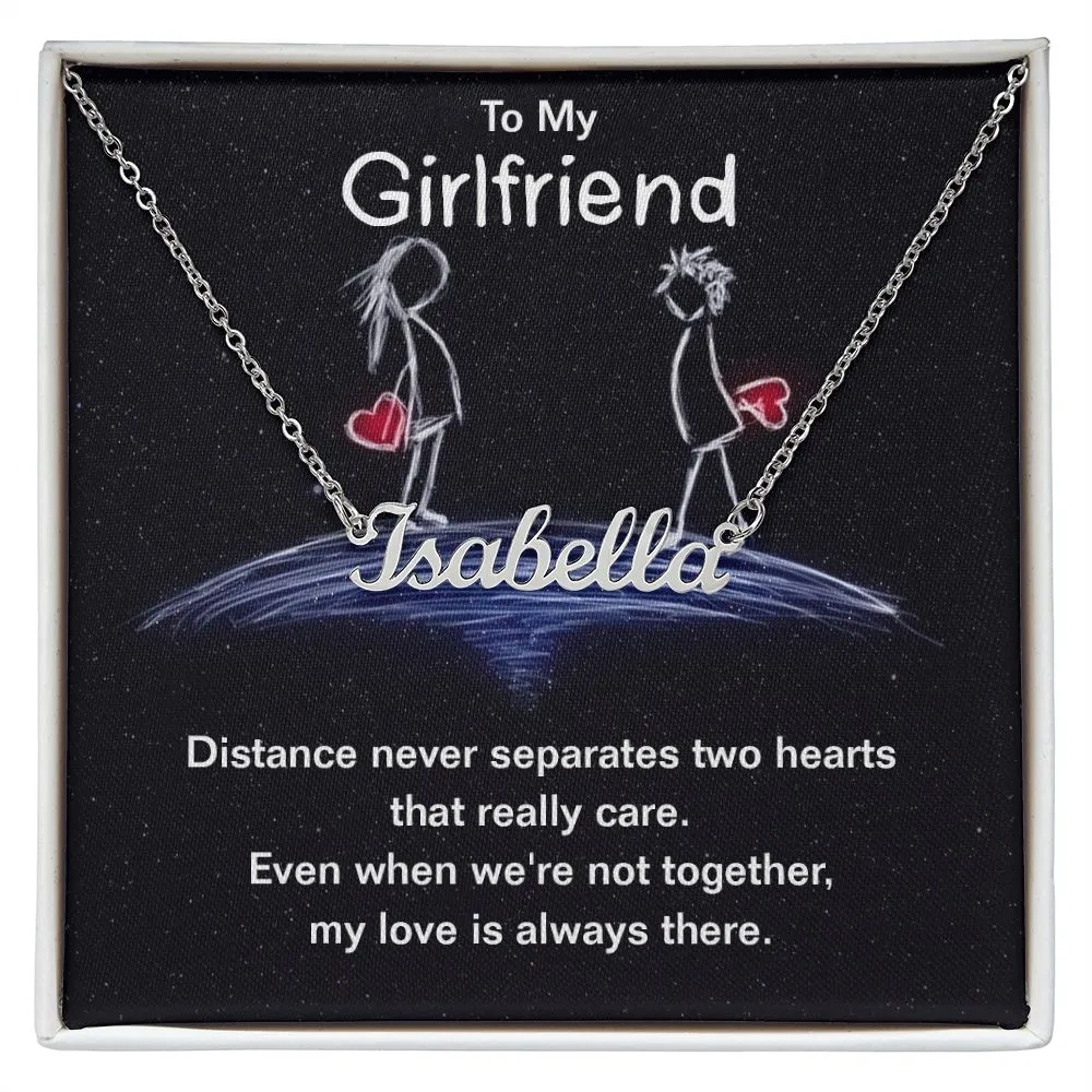 Girlfriend Name Necklace-Distance does not separate