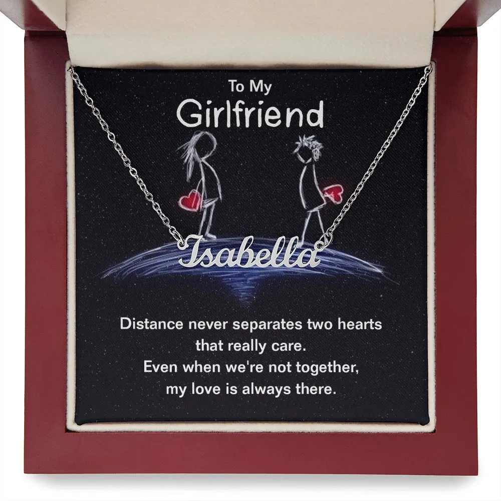 Girlfriend Name Necklace-Distance does not separate