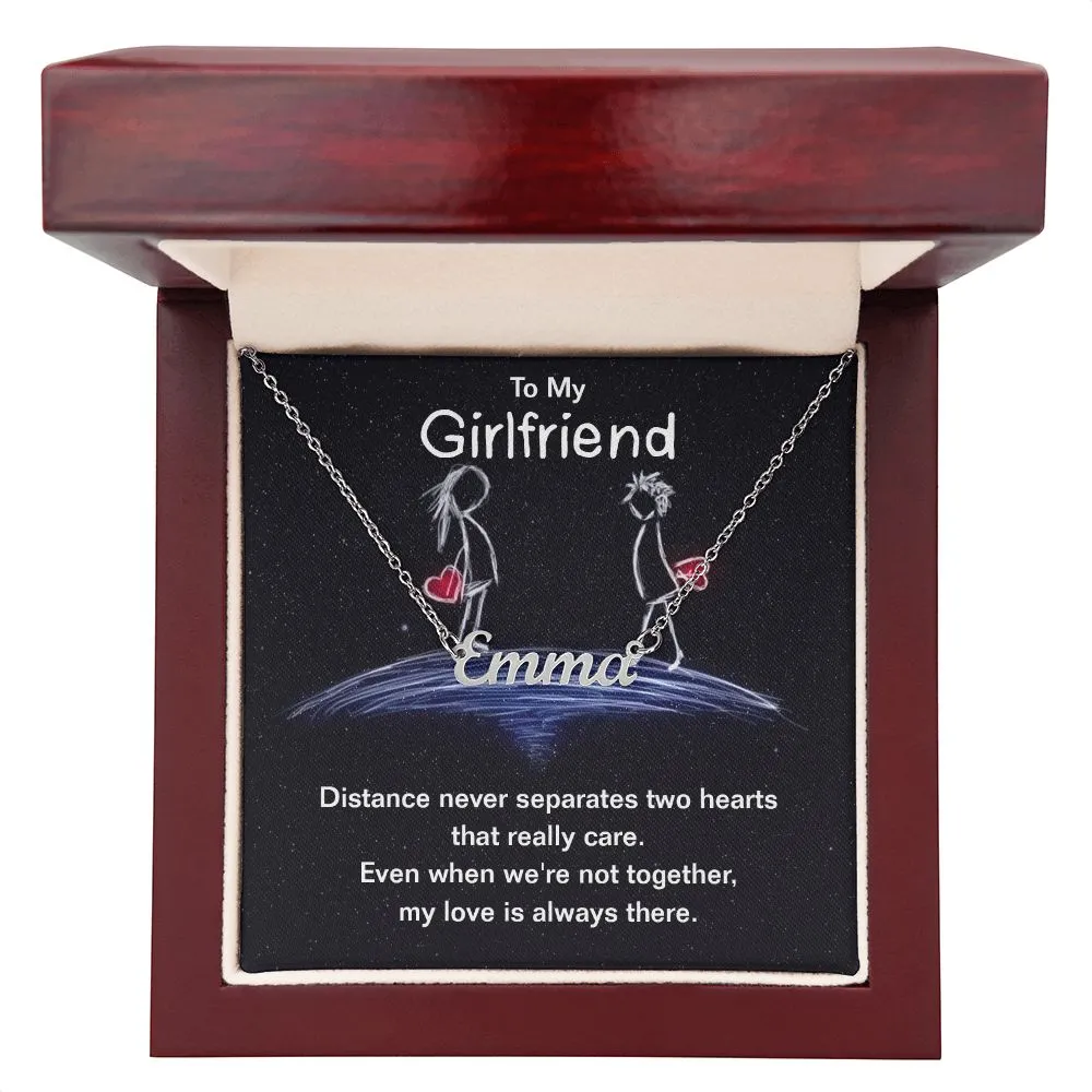 Girlfriend Name Necklace-Distance does not separate