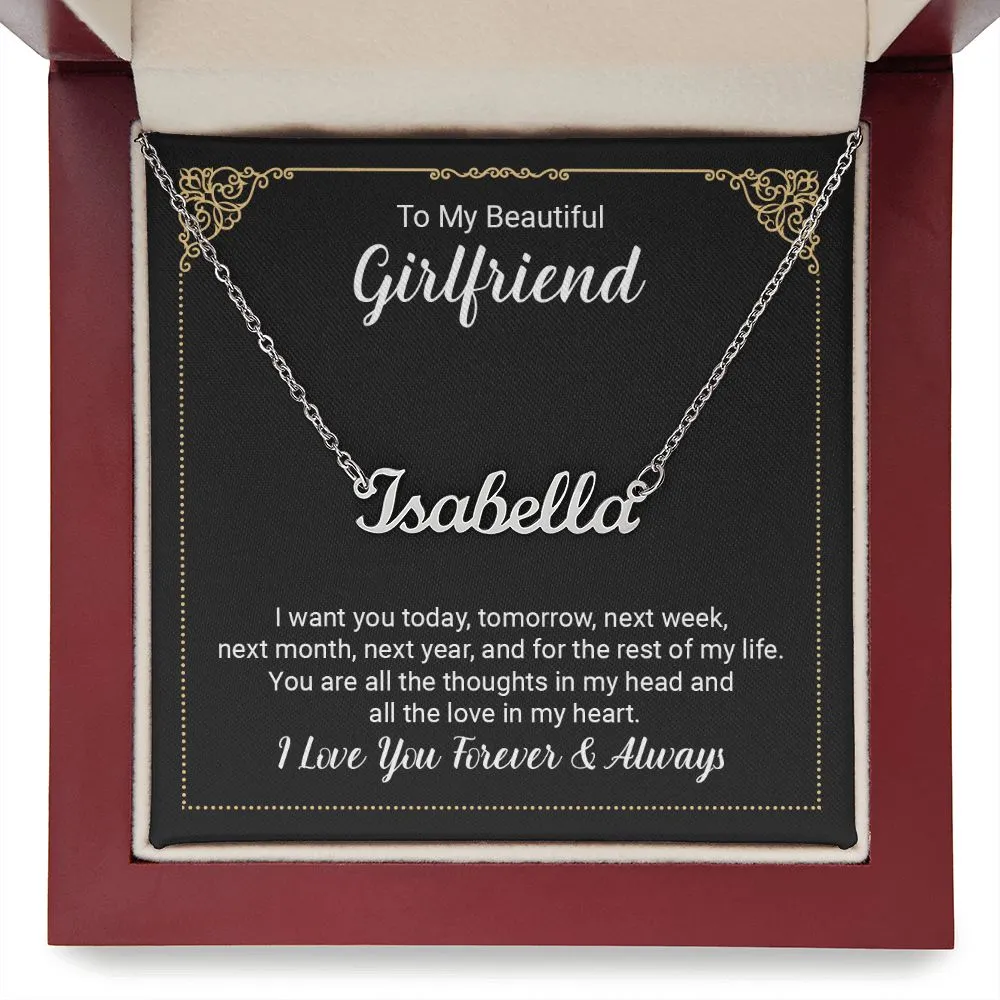 Girlfriend Name Necklace-Forever and Always