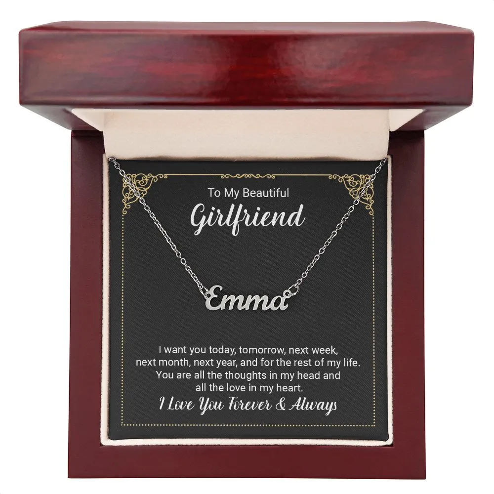 Girlfriend Name Necklace-Forever and Always