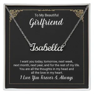 Girlfriend Name Necklace-Forever and Always