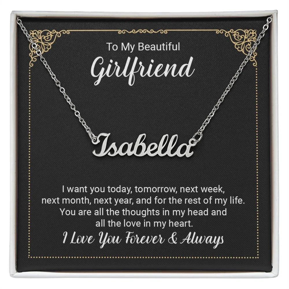 Girlfriend Name Necklace-Forever and Always