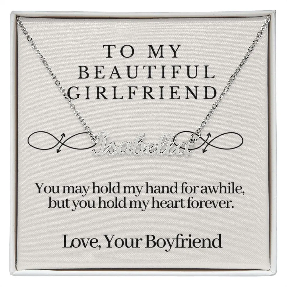 Girlfriend Name Necklace-My heart forever