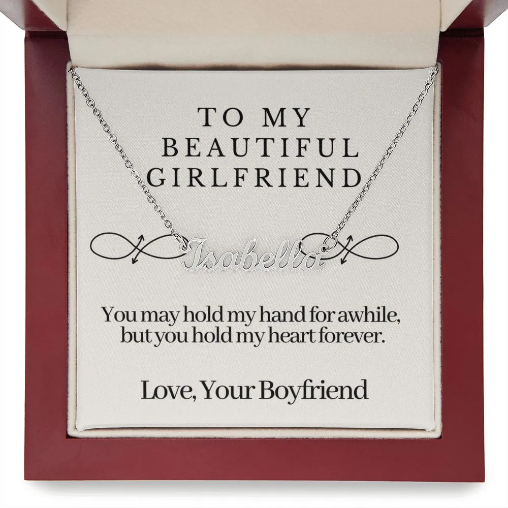 Girlfriend Name Necklace-My heart forever