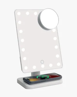 Glam Studio Mirror with Bluetooth Speaker - White