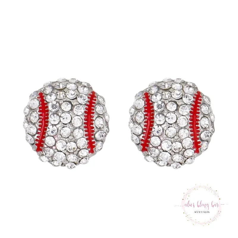 Glittering Game - Baseball Stud Earrings