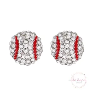 Glittering Game - Baseball Stud Earrings
