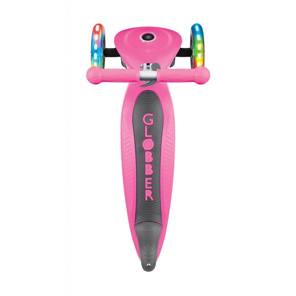 Globber Primo Foldable Lights 3-Wheels Kids Scooter - Deep Pink