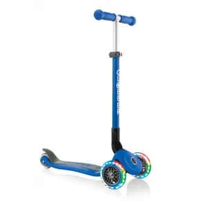 Globber Primo Foldable Lights 3-Wheels Kids Scooter - Navy Blue