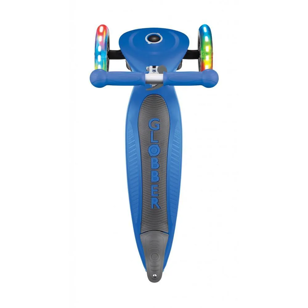 Globber Primo Foldable Lights 3-Wheels Kids Scooter - Navy Blue