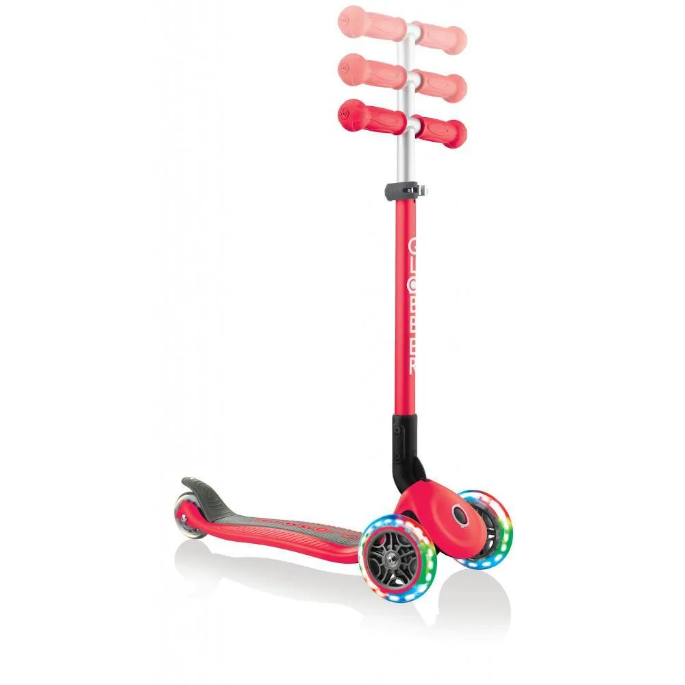 Globber Primo Foldable Lights 3-Wheels Kids Scooter - Red