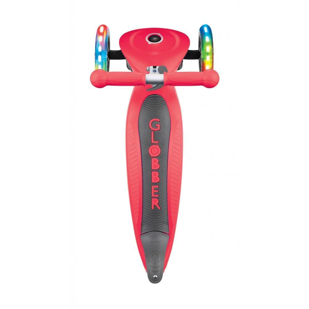 Globber Primo Foldable Lights 3-Wheels Kids Scooter - Red
