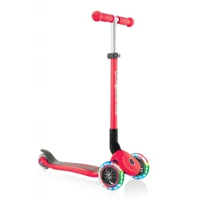 Globber Primo Foldable Lights 3-Wheels Kids Scooter - Red