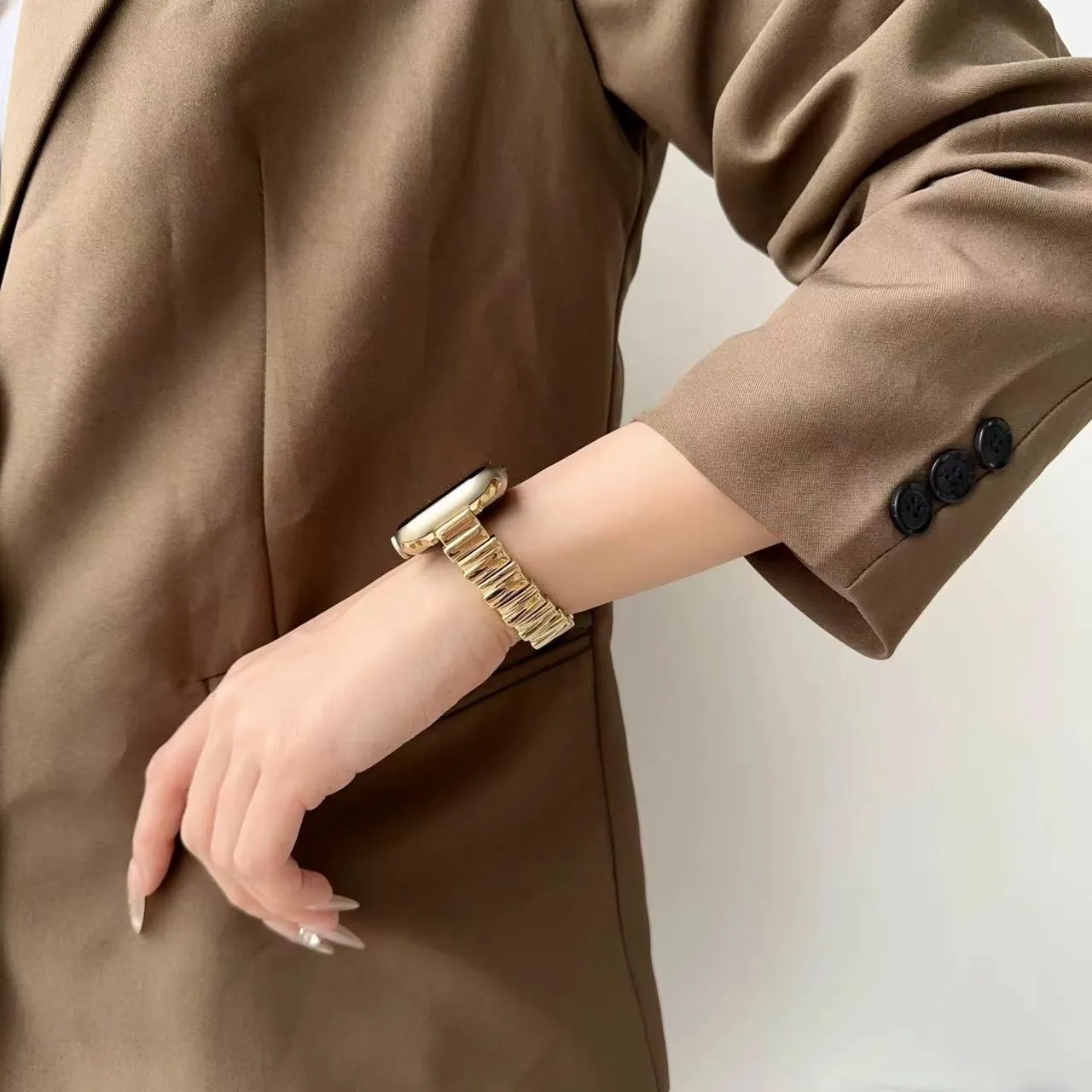 Glossy Stainless Steel Smartwatch Band for Apple Watch
