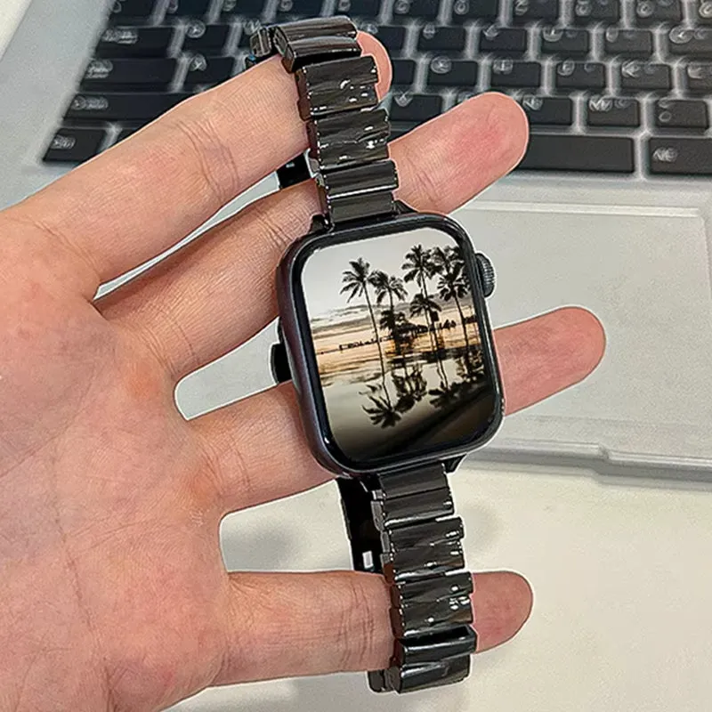 Glossy Stainless Steel Smartwatch Band for Apple Watch