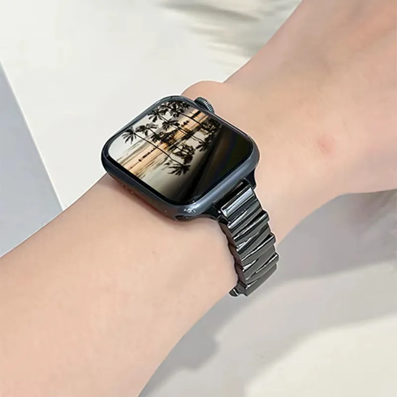 Glossy Stainless Steel Smartwatch Band for Apple Watch