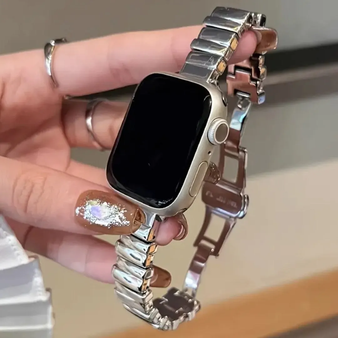 Glossy Stainless Steel Smartwatch Band for Apple Watch