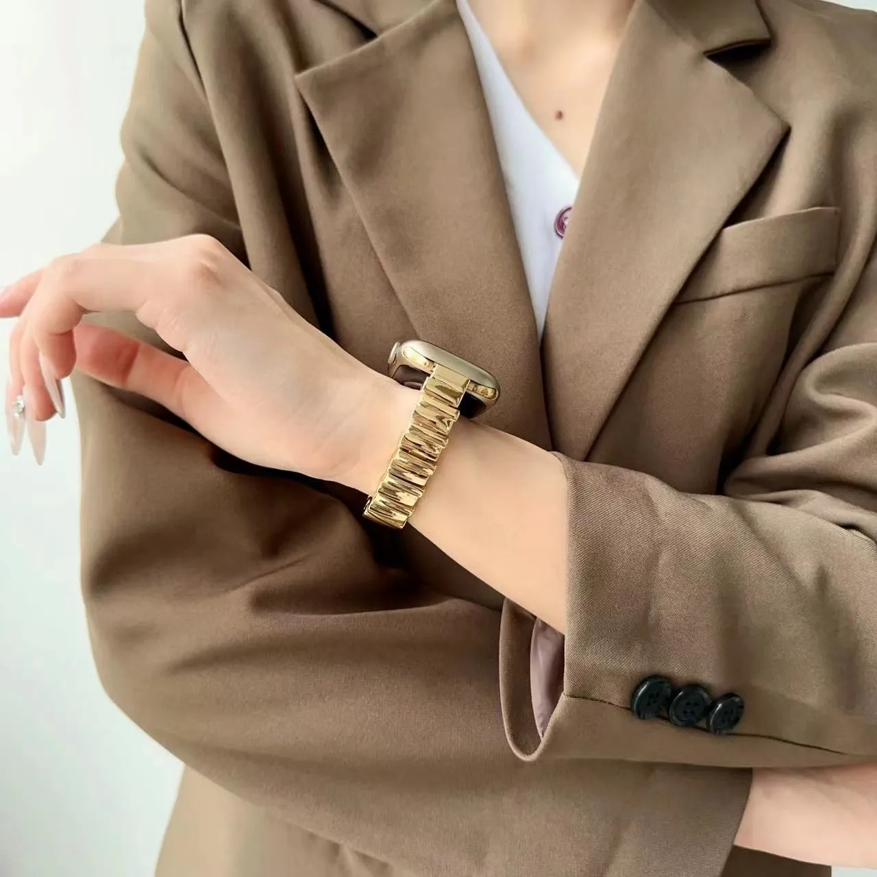 Glossy Stainless Steel Smartwatch Band for Apple Watch
