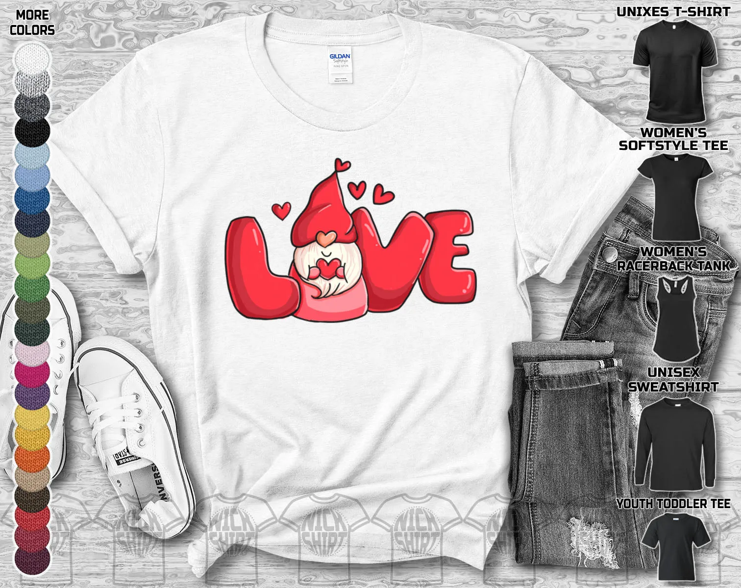 Gnome Happy Valentine's Day Heart Friends Girlfriend Boyfriend Wife Husband Family Gift Unisex T-Shirt