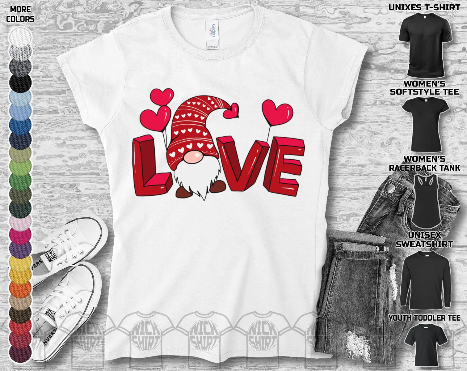 Gnome Happy Valentine's Day Heart Friends Girlfriend Boyfriend Wife Husband Family Gift Unisex T-Shirt