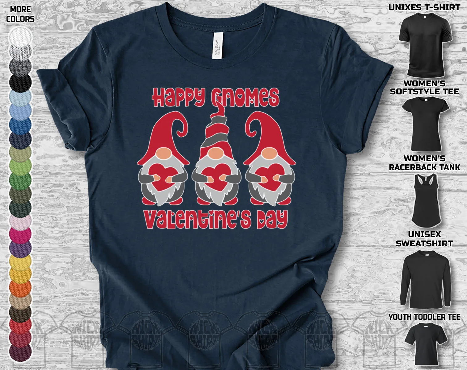 Gnome Happy Valentine's Day Heart Friends Girlfriend Boyfriend Wife Husband Family Gift Unisex T-Shirt