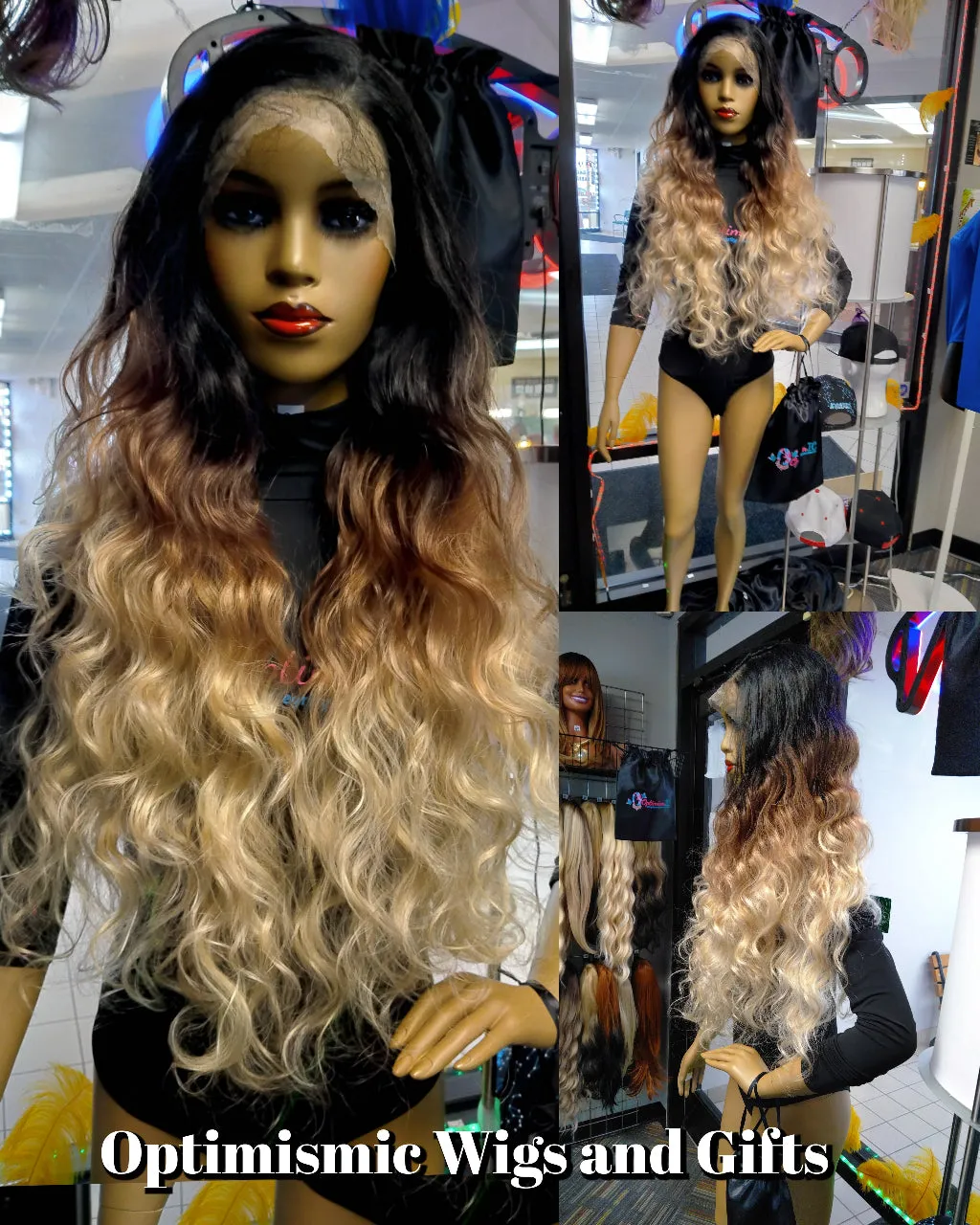 Goddess HD Lace 3 Colored body wave Synthetic 32 inch Lace Front Wigs $69 Optimismic Wigs and Gifts