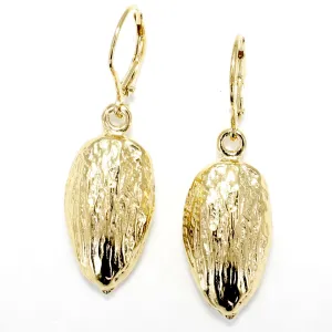 Gold Almond Earrings in Actual Size 14kt Gold Vermeil Almonds Dangling on Lever Backs