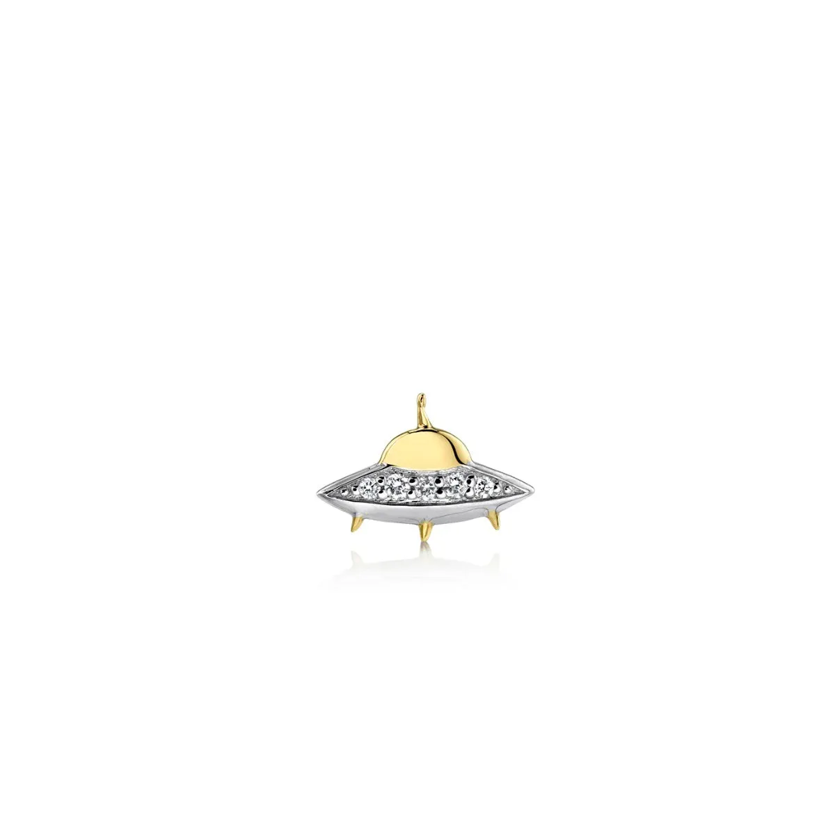 Gold & Diamond Flying Saucer Stud