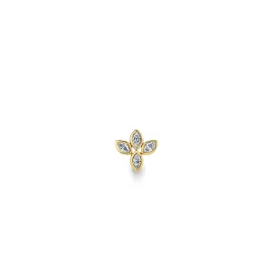 Gold & Diamond Marquise Flower Stud