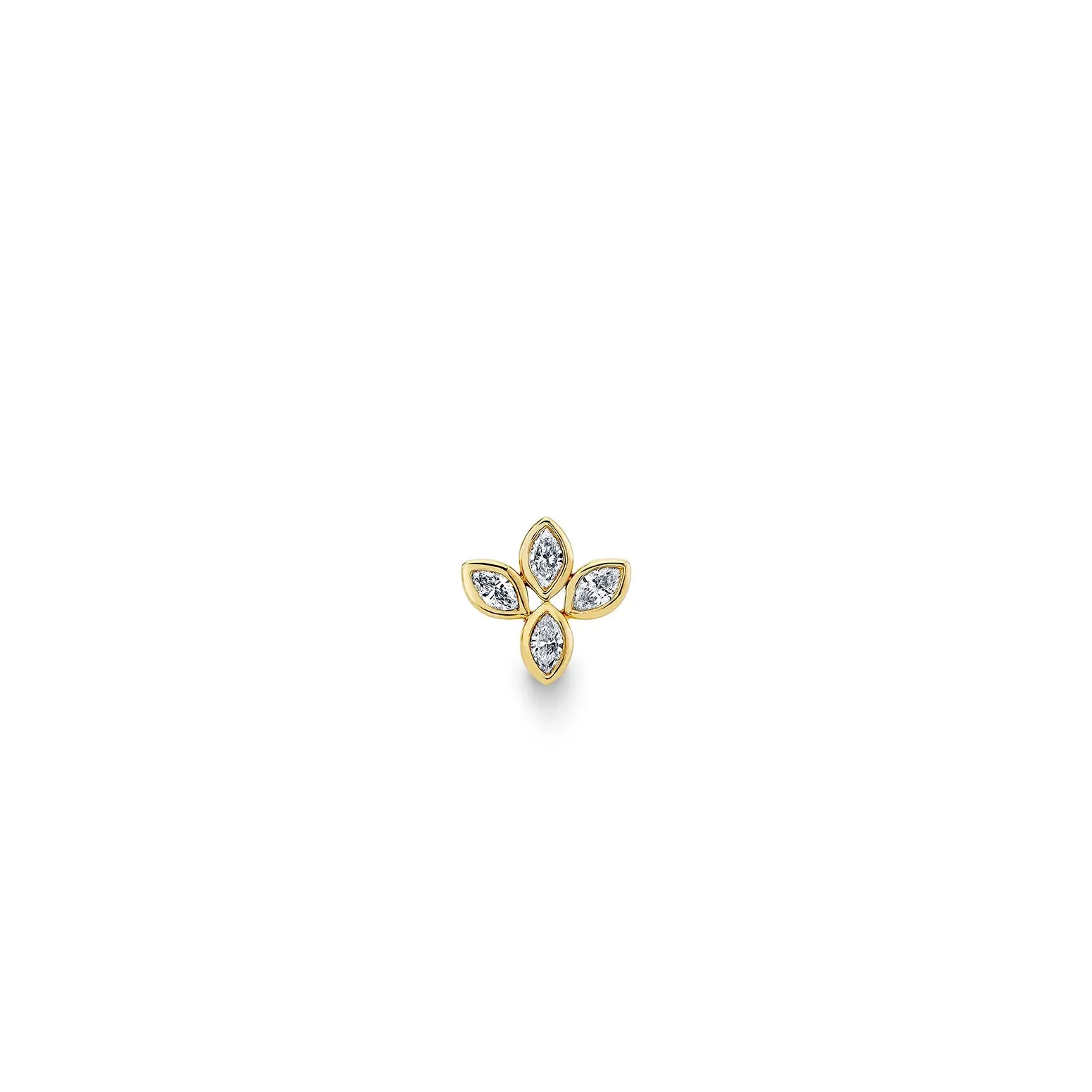 Gold & Diamond Marquise Flower Stud