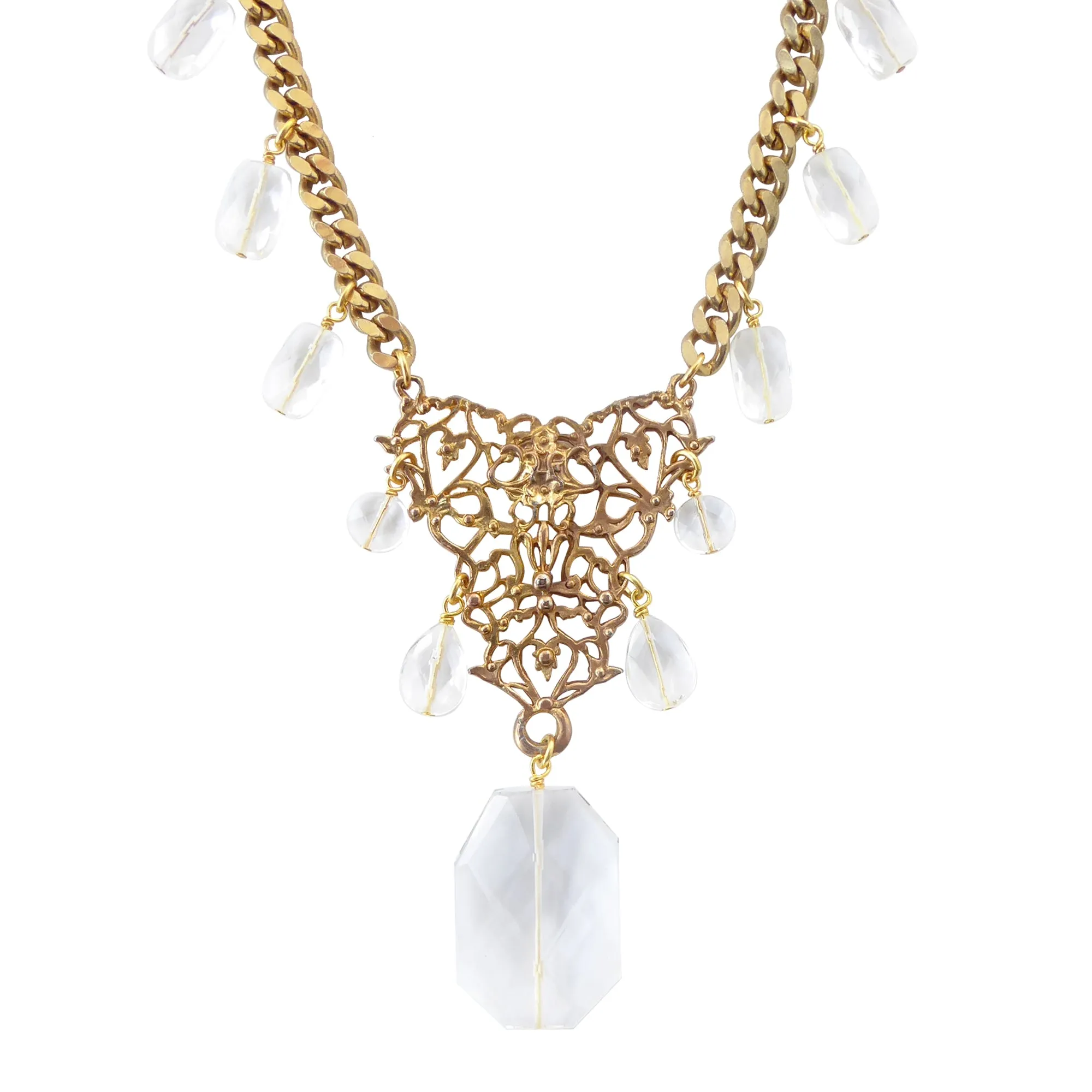 Gold baroque quartz necklace
