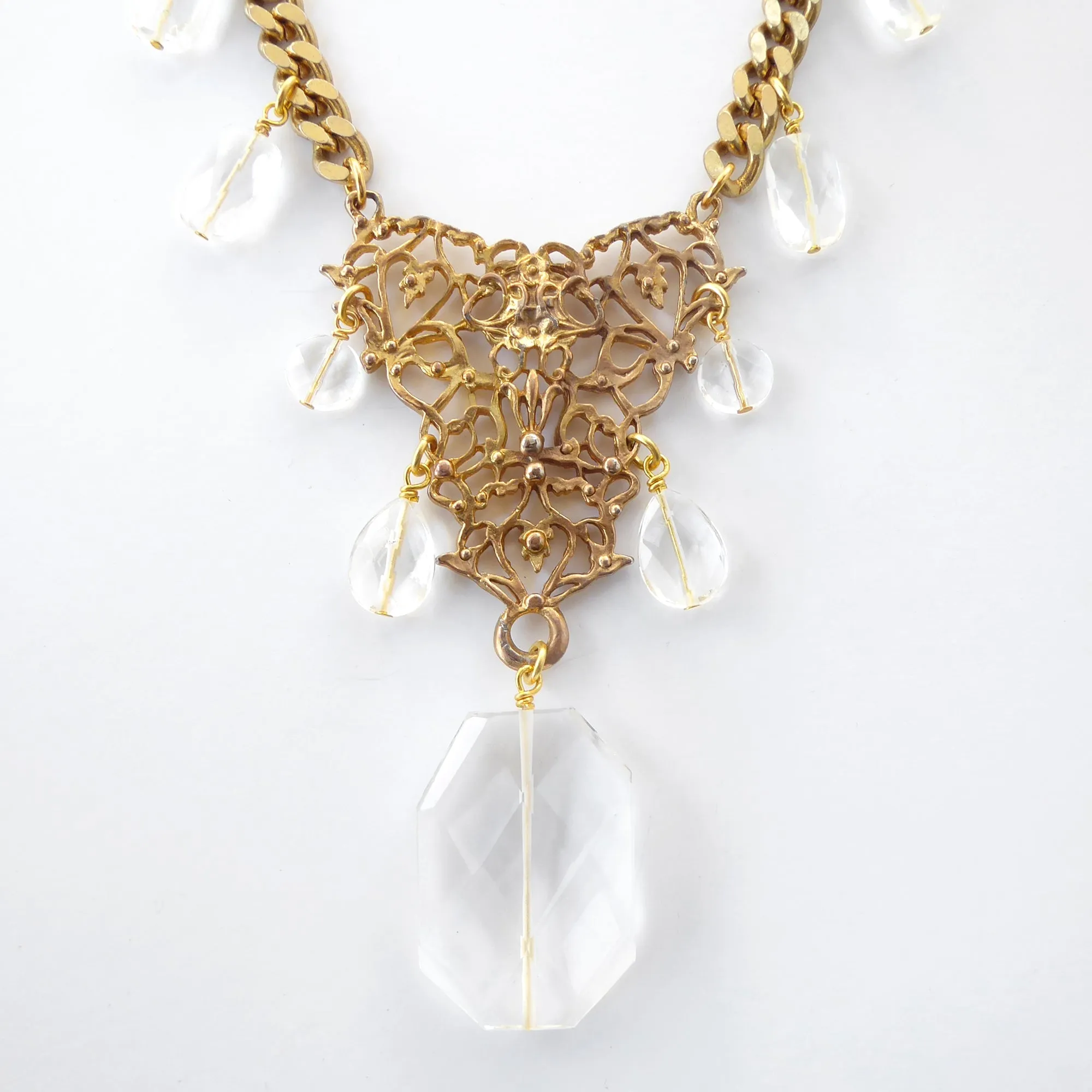 Gold baroque quartz necklace
