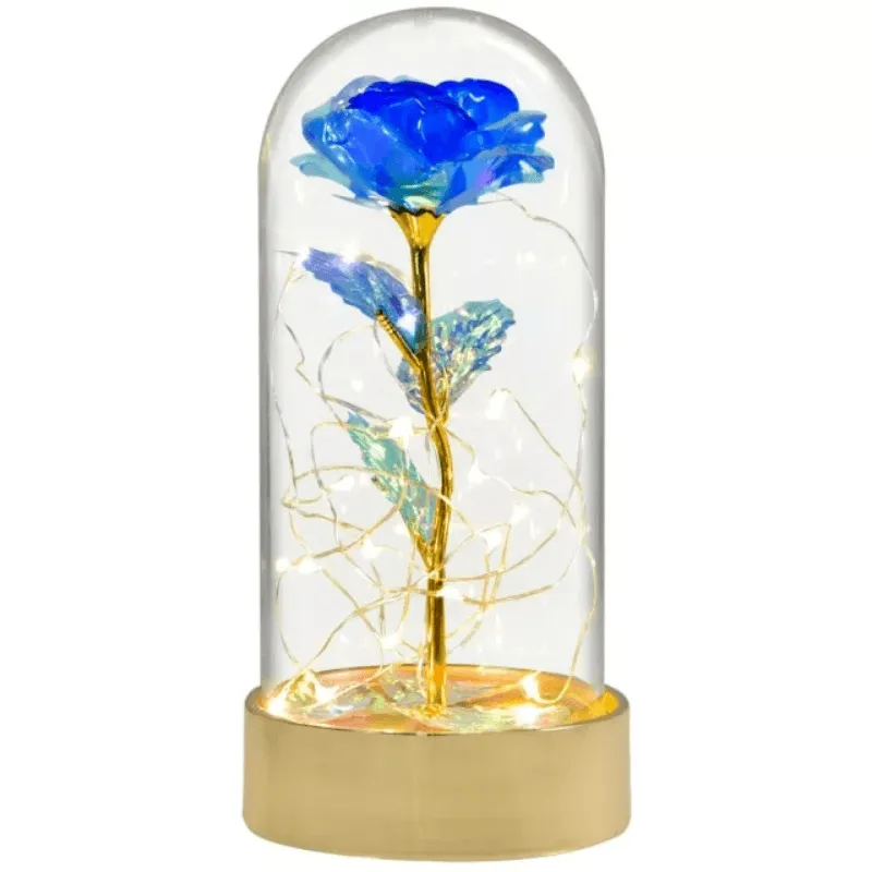 Gold Base Galaxy Rose Dome - An Eternal Flower With LED Lights