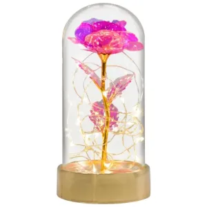 Gold Base Galaxy Rose Dome - An Eternal Flower With LED Lights