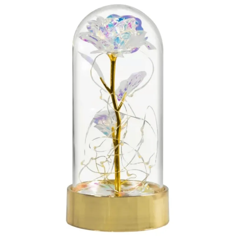Gold Base Galaxy Rose Dome - An Eternal Flower With LED Lights