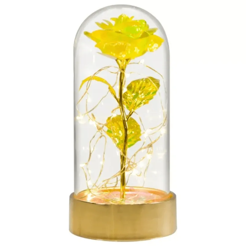 Gold Base Galaxy Rose Dome - An Eternal Flower With LED Lights