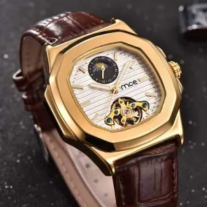 Gold Case Men Watch Moon Phase Automatic Mechanical Watch