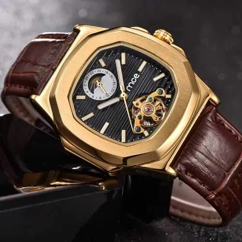 Gold Case Men Watch Moon Phase Automatic Mechanical Watch