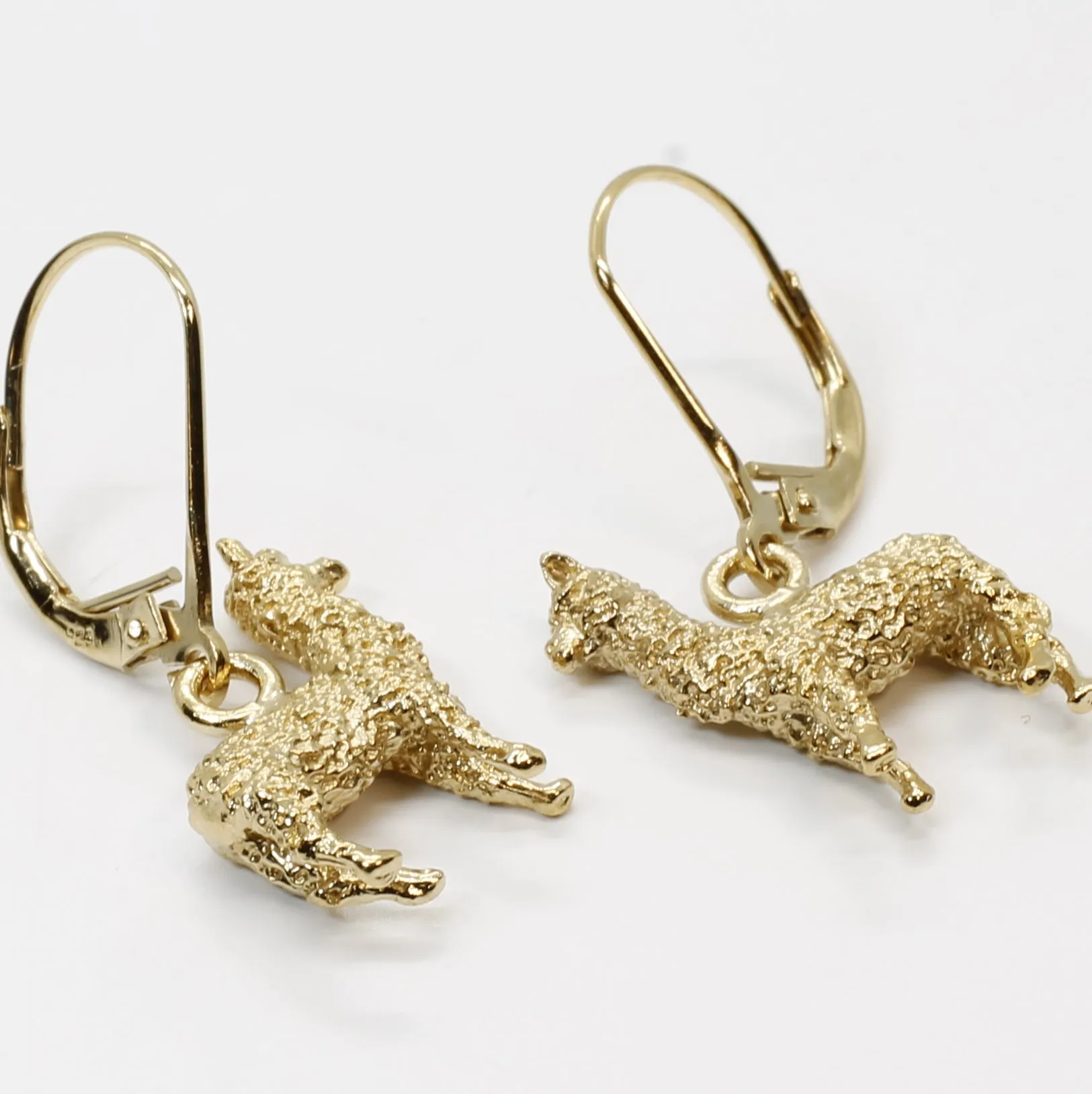 Gold Huacaya Alpaca Dangle Earrings made in 14kt. Gold Vermeil